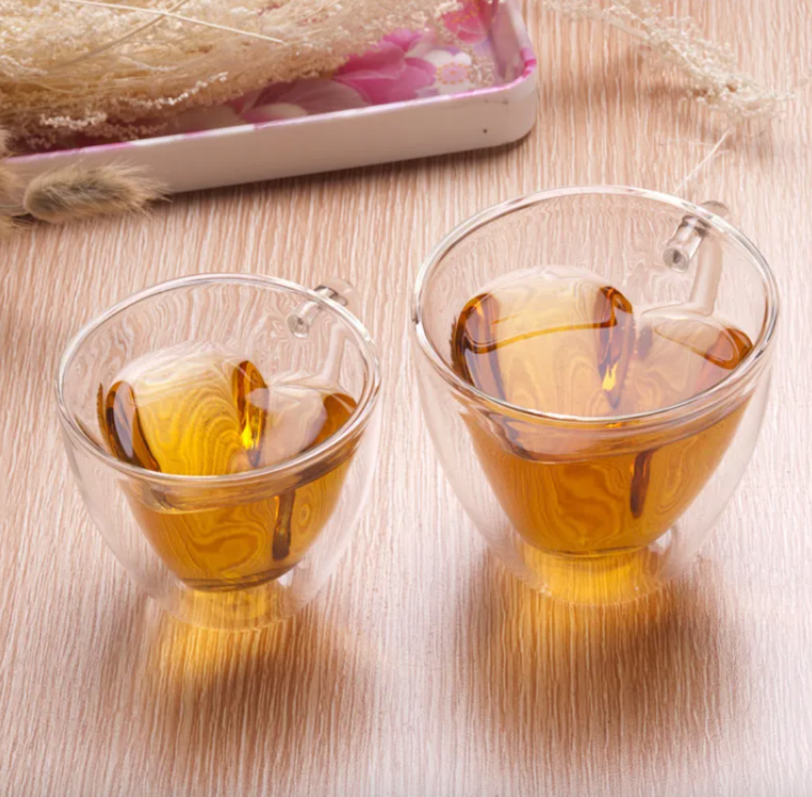 Heart-Shaped Glass Coffee Cup