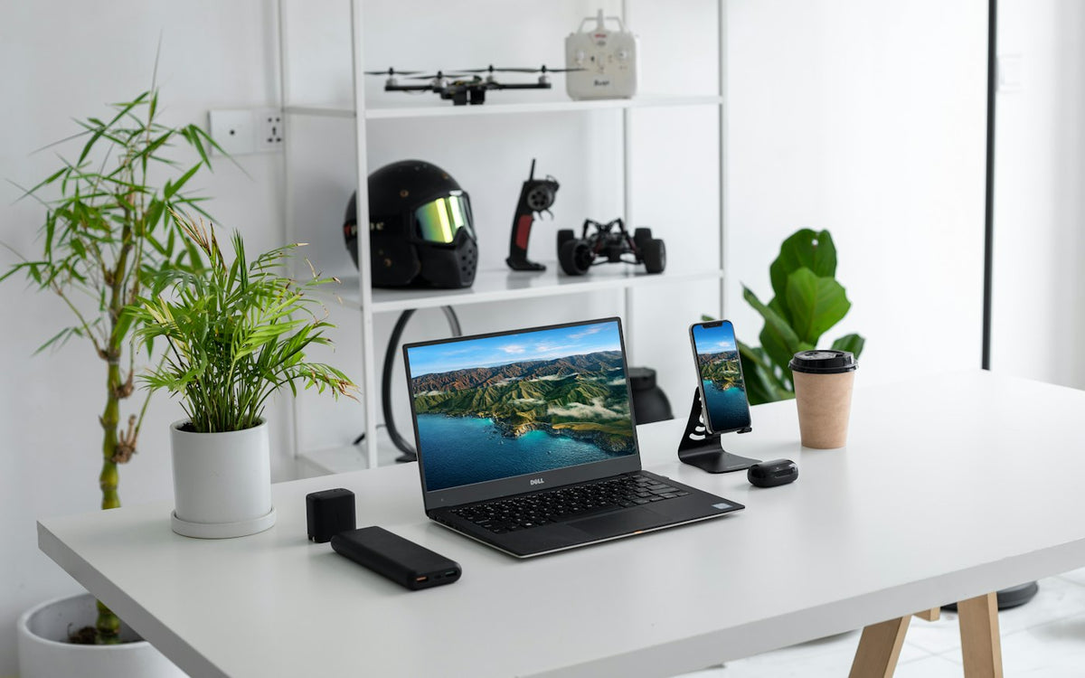 Tidy desk with small tech