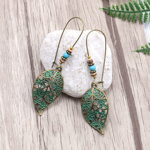 Hollow Leaf Drop Earrings