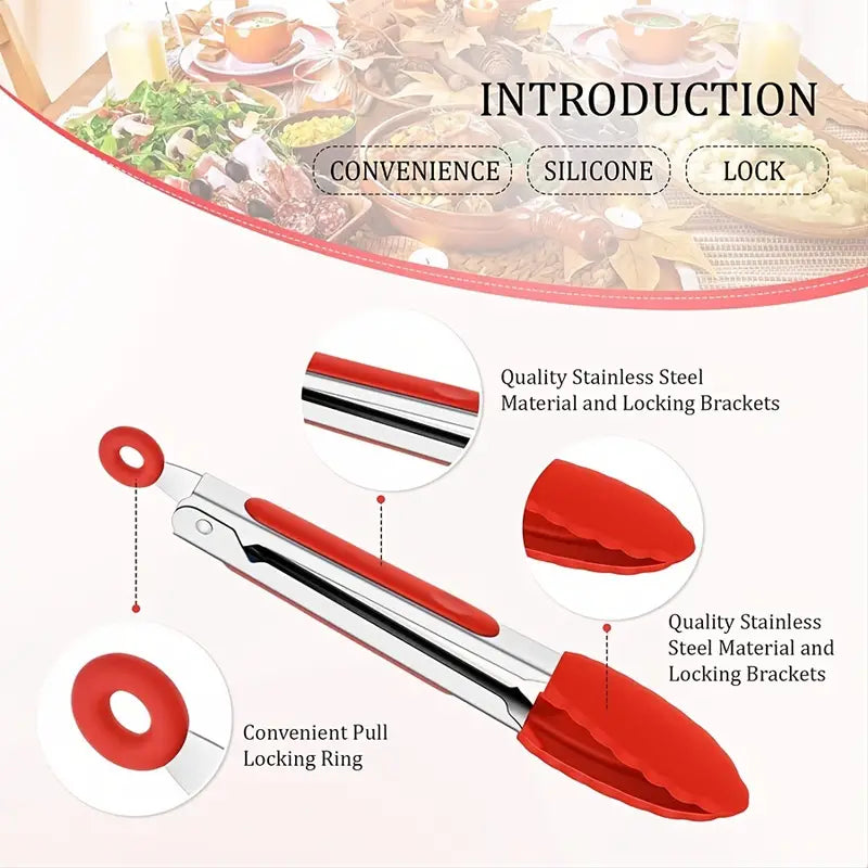 Mini Silicone-Tip Kitchen Tongs (5 Pack)