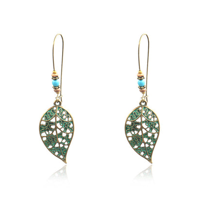 Hollow Leaf Drop Earrings